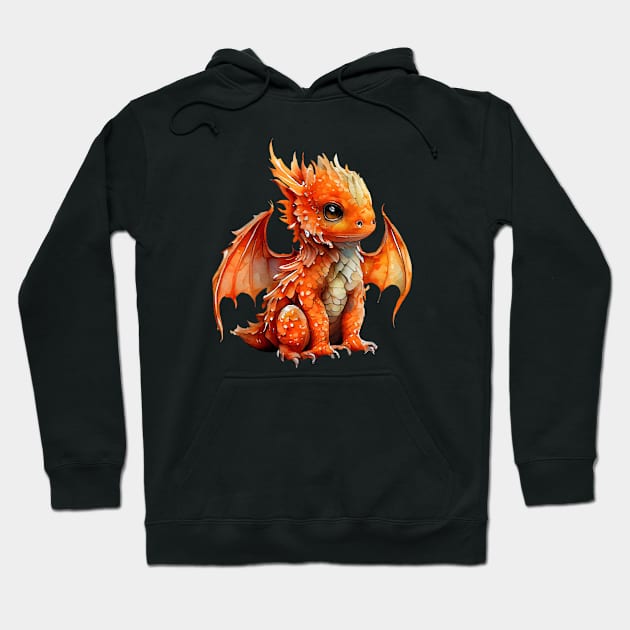 Orange baby dragon Hoodie by DreamLoudArt